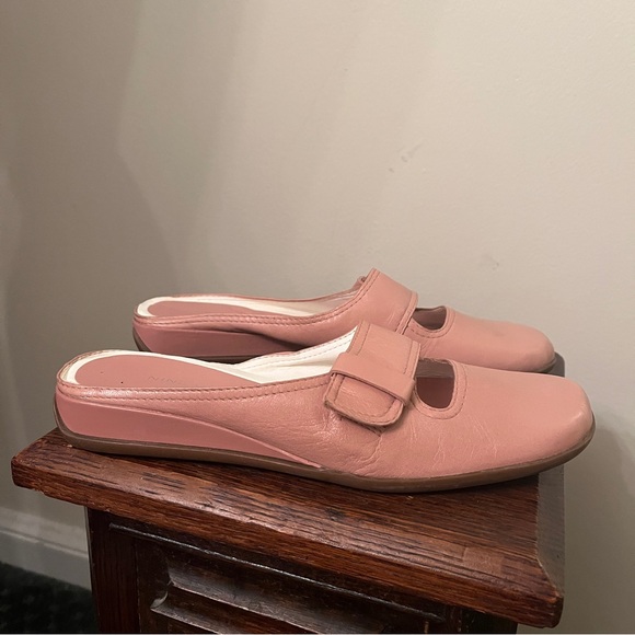 Y2K Nine West Pink Leather Cut Out Loafer Mules - Picture 4 of 7